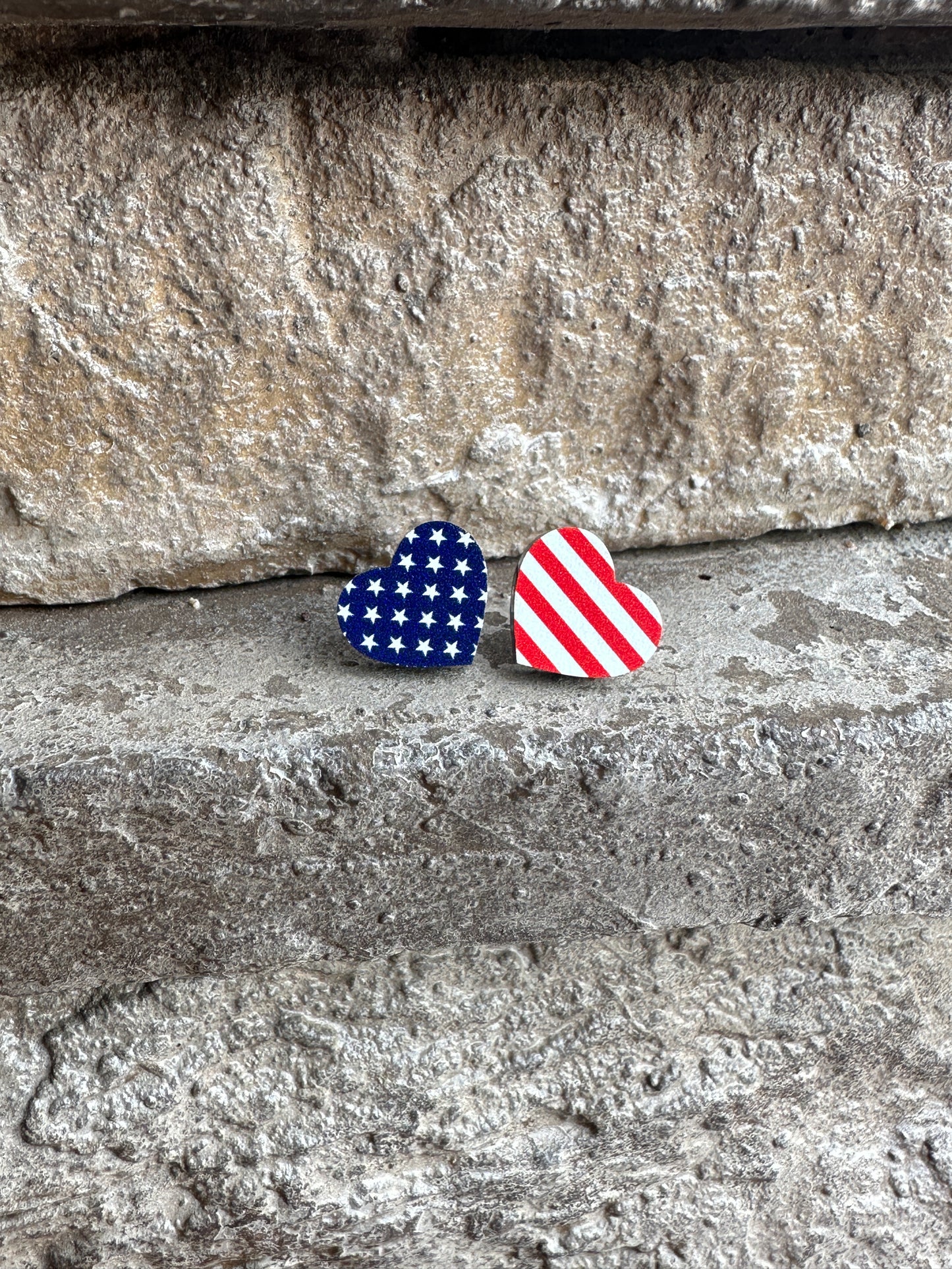 Stars & Stripes Heart Studs | 4th of July Earrings