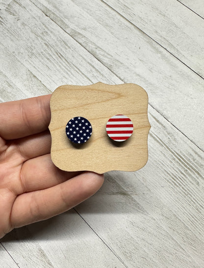 Stars & Stripes Round Studs | 4th of July Earrings