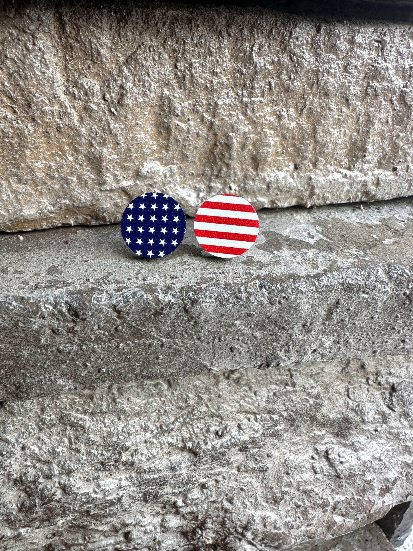 Stars & Stripes Round Studs | 4th of July Earrings