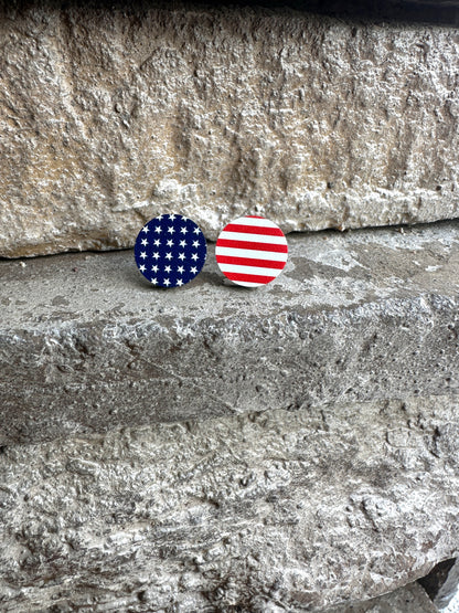 Stars & Stripes Round Studs | 4th of July Earrings