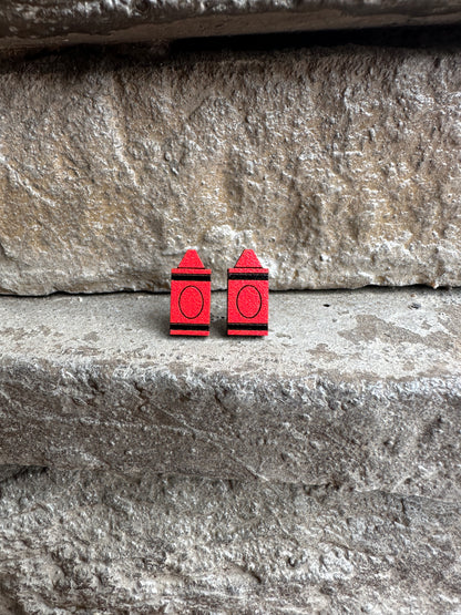 Red Crayon Wood Earrings