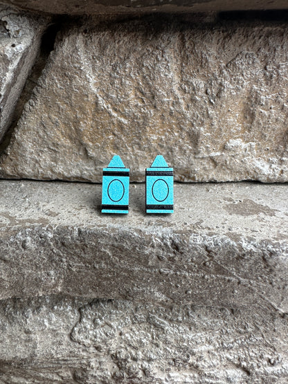 Light Blue Crayon Wood Earrings