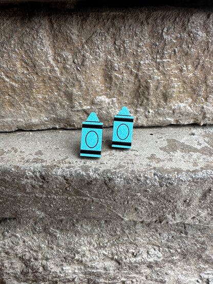 Light Blue Crayon Wood Earrings