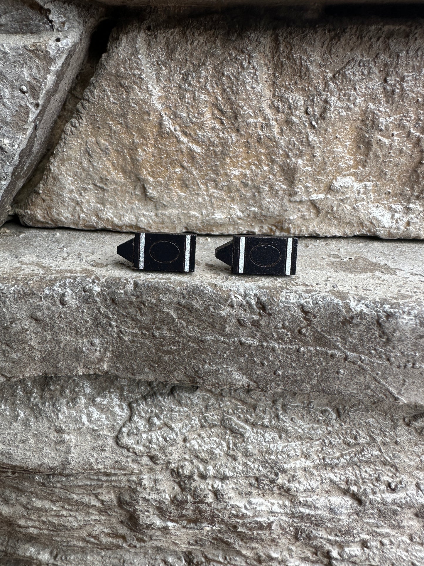 Black Crayon Wood Earrings