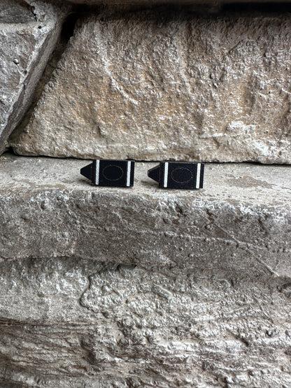 Black Crayon Wood Earrings