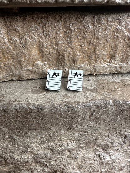 A+ Paper Earrings, Teacher Earrings