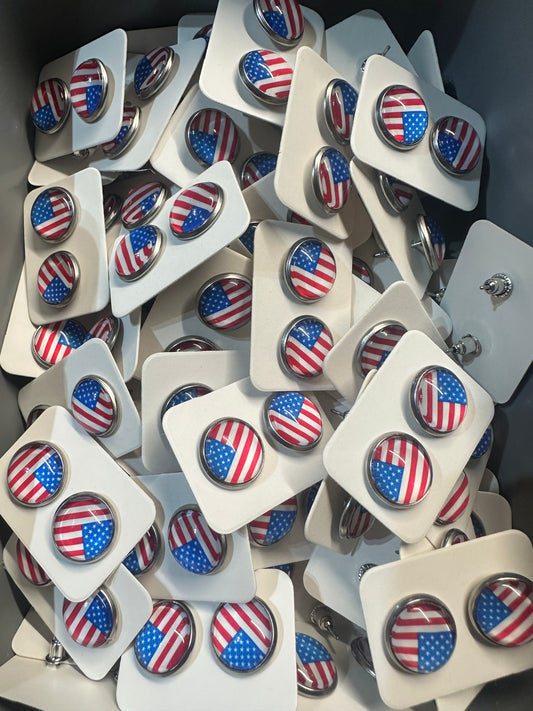 12mm USA Flag Earrings