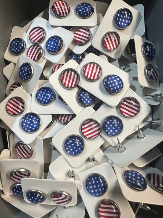 12mm Stars & Stripes Earrings | 4th of July Earrings