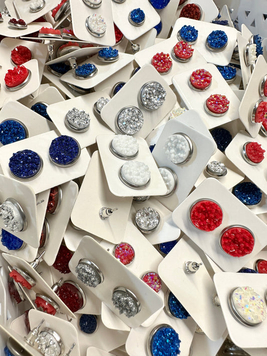 4th of July Druzy Earrings Grab Bag | Wholesale Earrings | Thank You Gifts