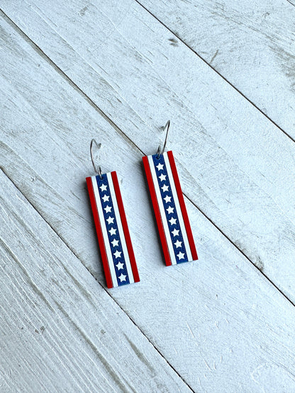 4th of July Acrylic Bar Dangle Earrings