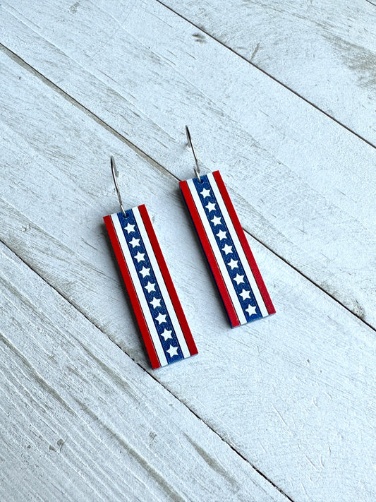 4th of July Acrylic Bar Dangle Earrings