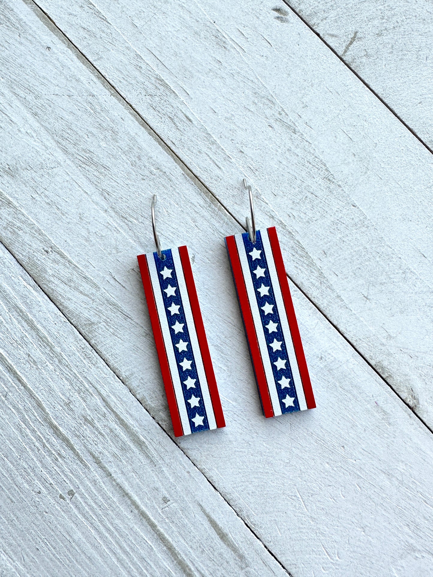 4th of July Acrylic Bar Dangle Earrings