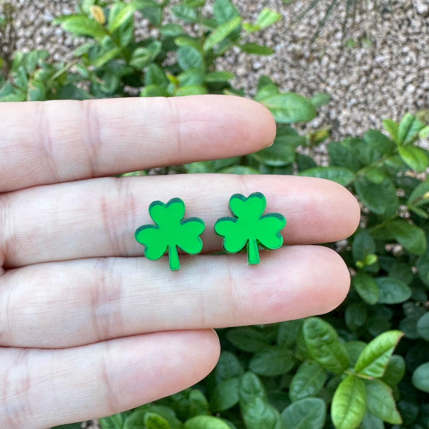 Green Mirror Acrylic Shamrock Earrings | St. Patrick's Day Earrings