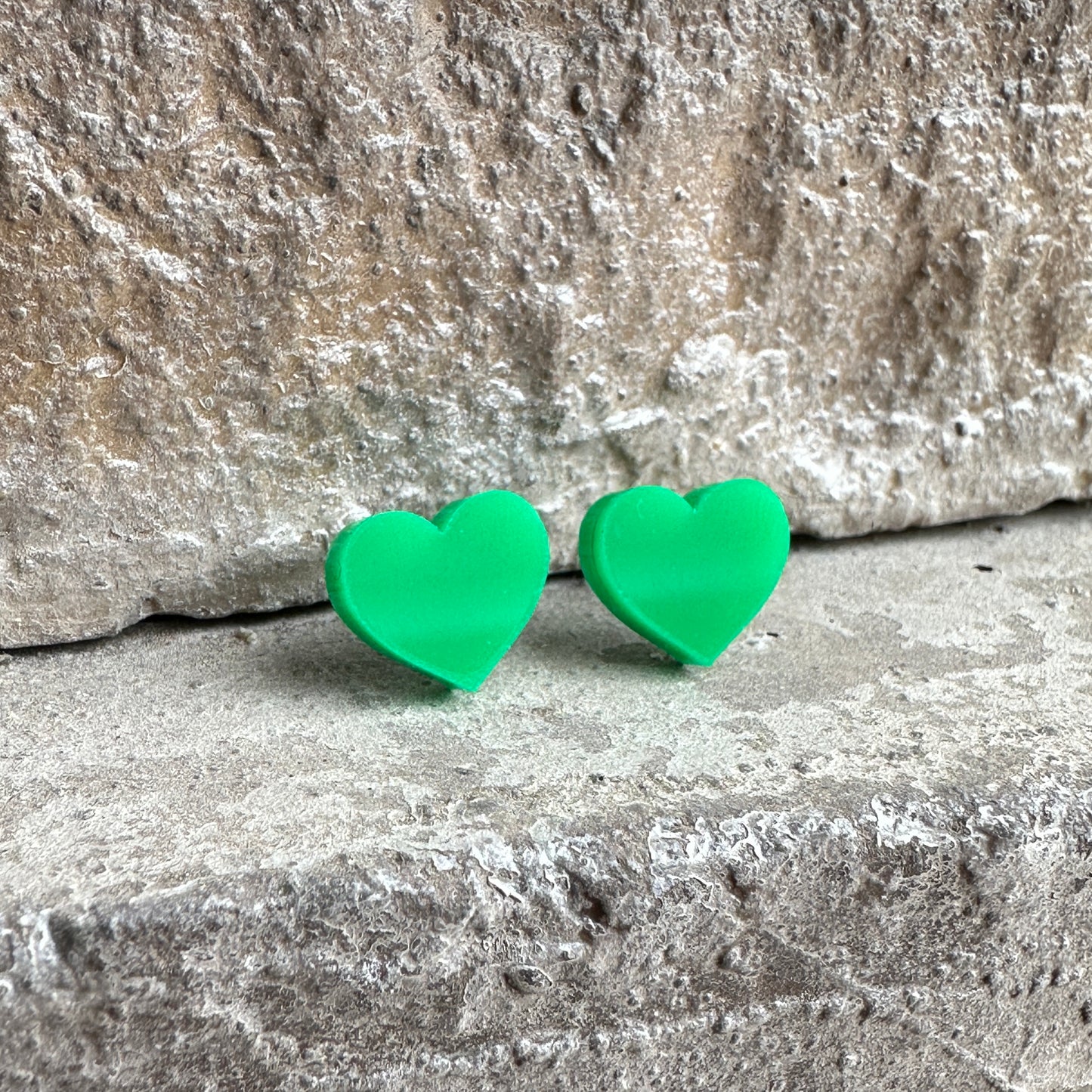 Green Acrylic Heart Earrings | St. Patrick's Day Earrings