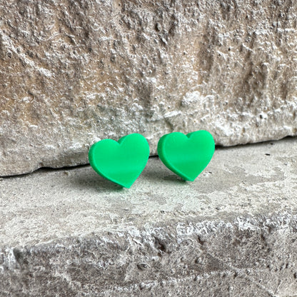 Green Acrylic Heart Earrings | St. Patrick's Day Earrings