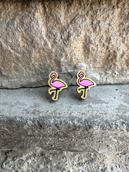 Flamingo Wood Earrings | Summer Earrings
