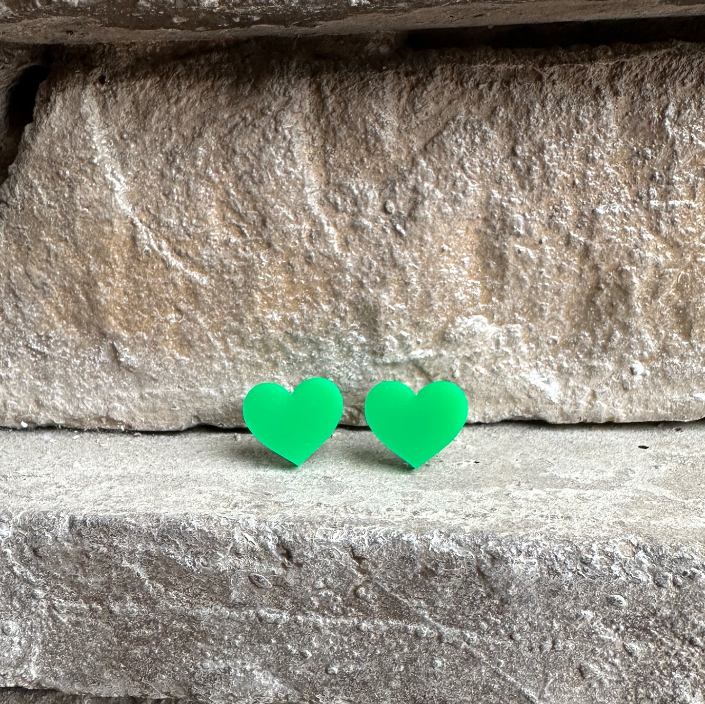 Green Acrylic Heart Earrings | St. Patrick's Day Earrings