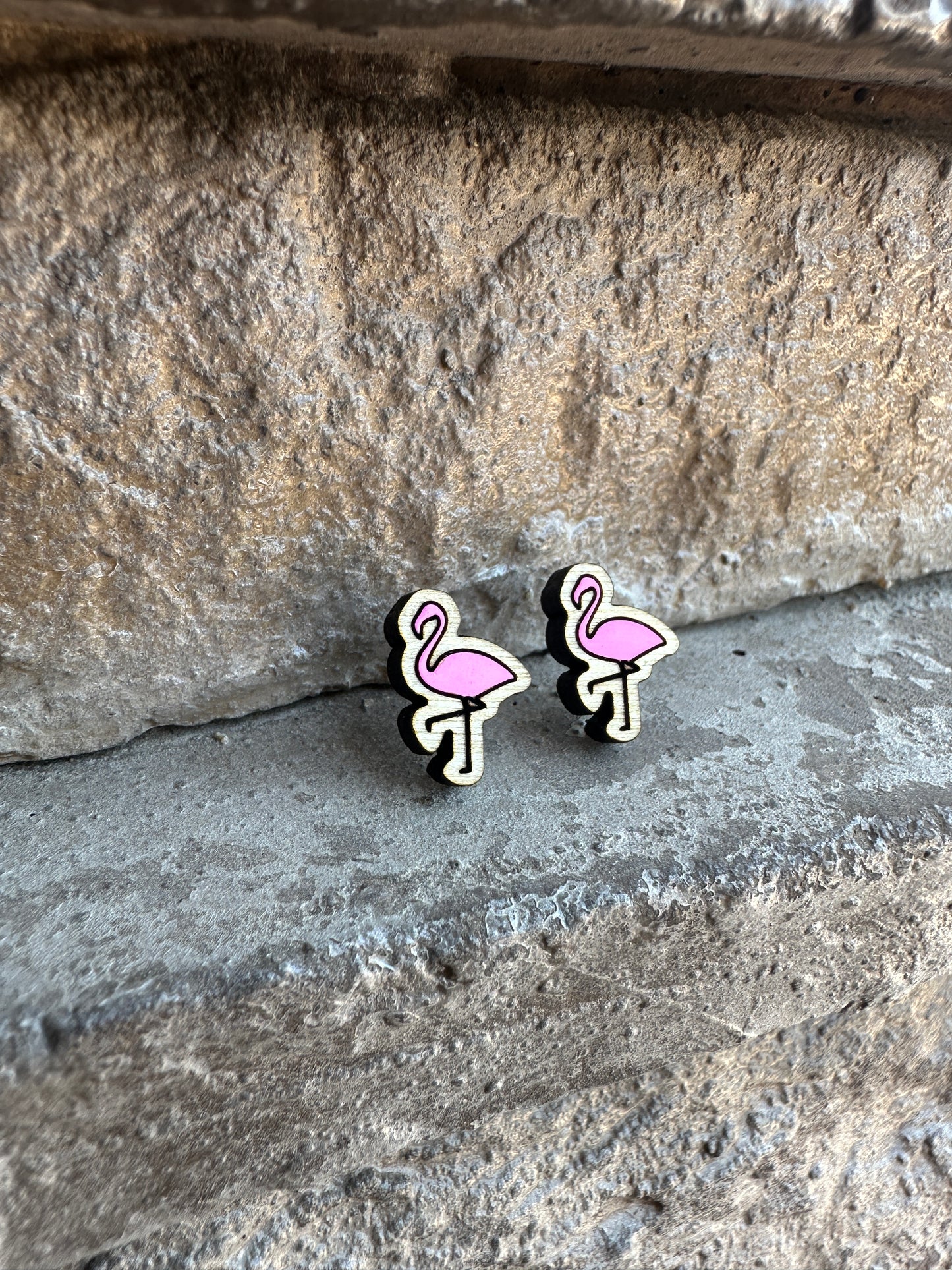 Flamingo Wood Earrings | Summer Earrings