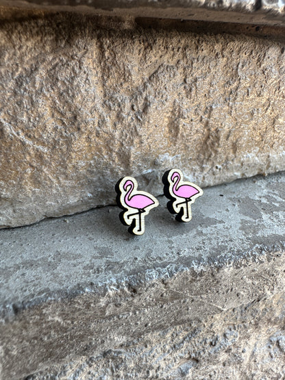 Flamingo Wood Earrings | Summer Earrings