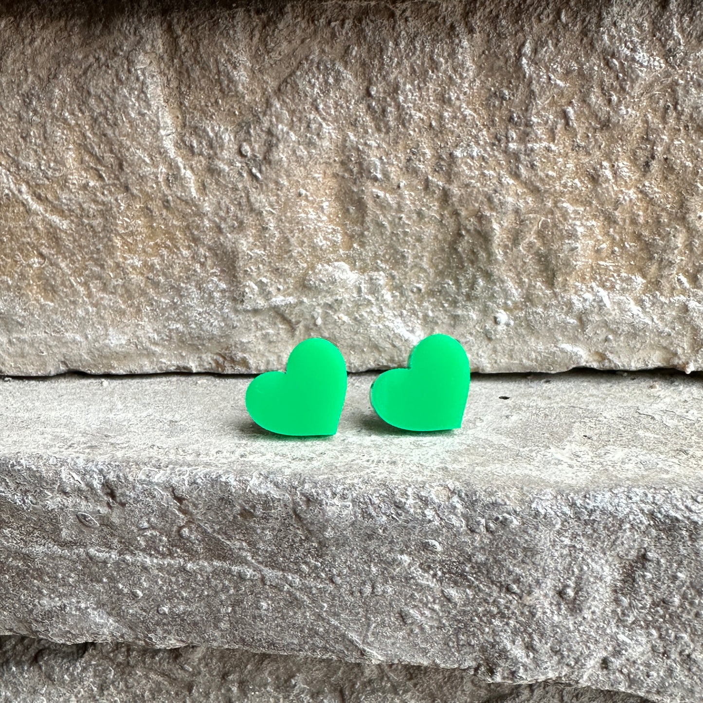 Green Acrylic Heart Earrings | St. Patrick's Day Earrings