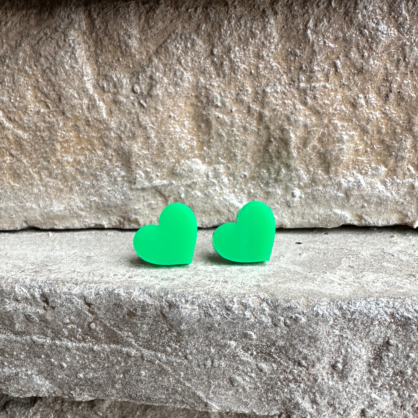 Green Acrylic Heart Earrings | St. Patrick's Day Earrings
