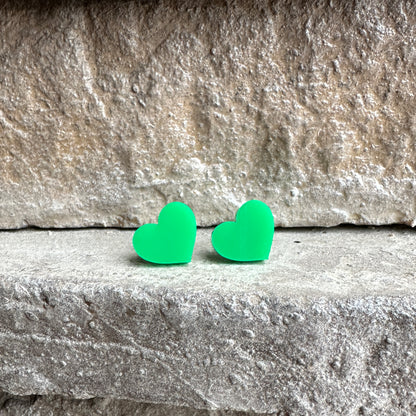 Green Acrylic Heart Earrings | St. Patrick's Day Earrings