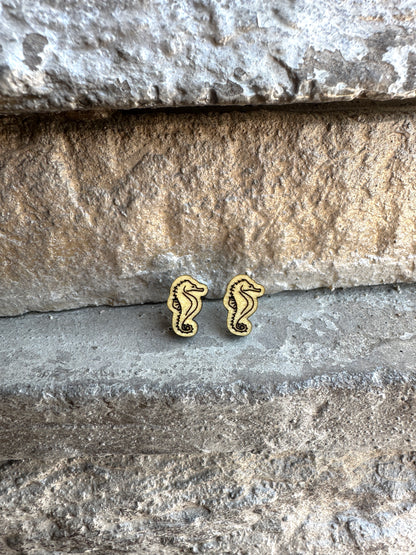 Seahorse Wood Earrings