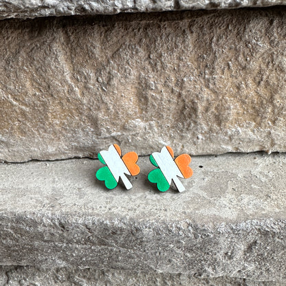 Irish Flag Shamrock Wood Earrings | St. Patrick’s Day Earrings