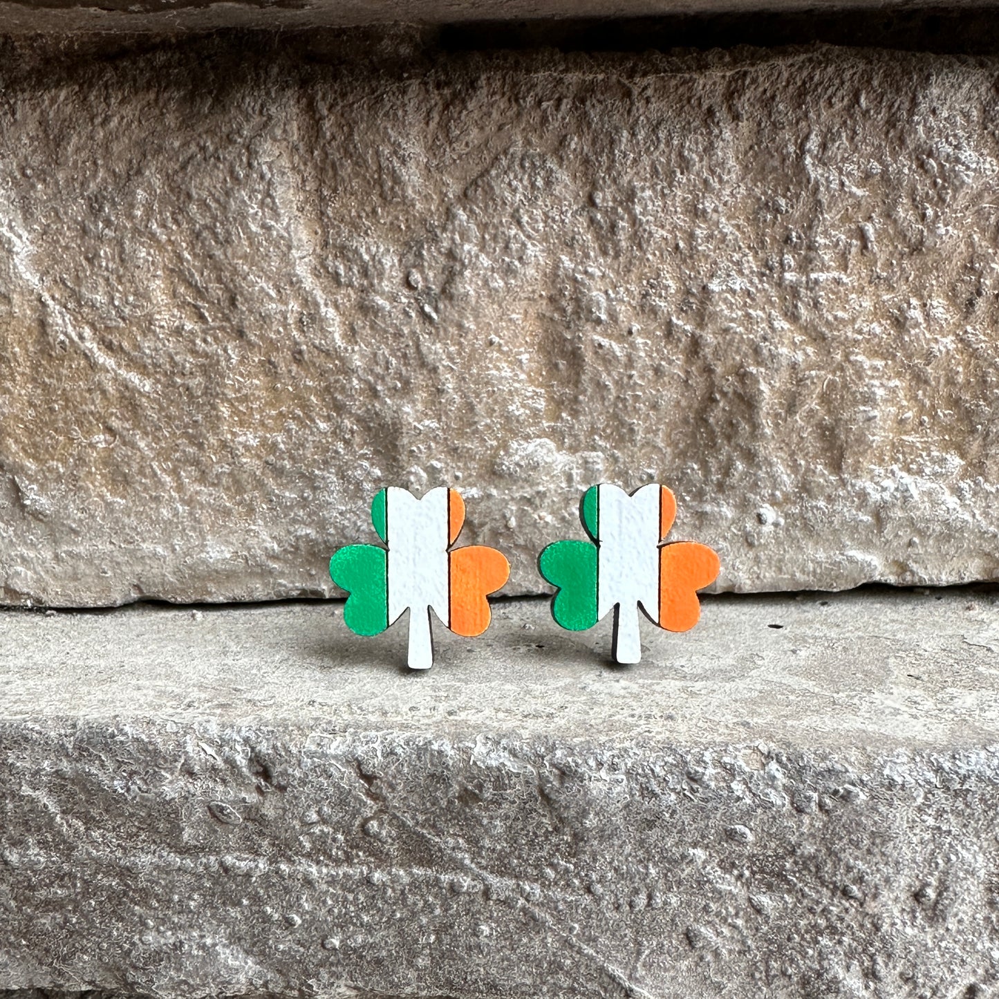Irish Flag Shamrock Wood Earrings | St. Patrick’s Day Earrings