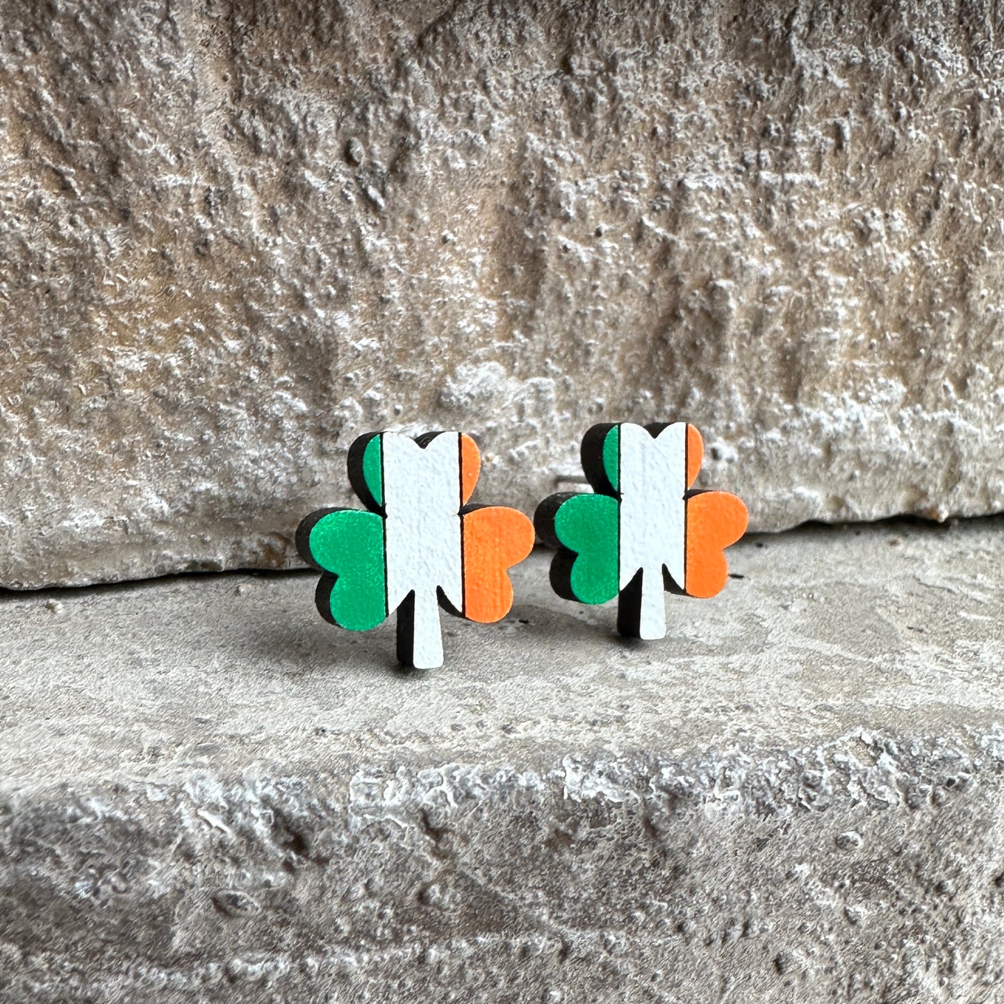Irish Flag Shamrock Wood Earrings | St. Patrick’s Day Earrings