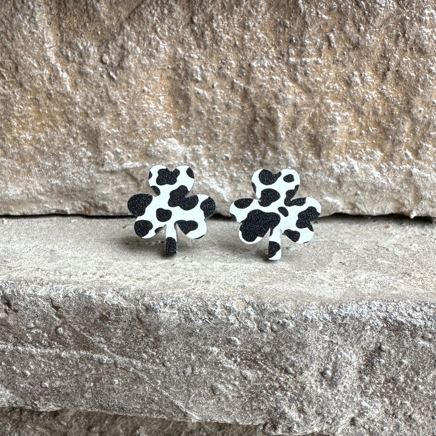Cow Print Acrylic Shamrock Earrings | St. Patrick's Day Earrings