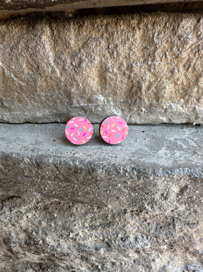 Ice Cream Sprinkles & Waffle Wood Earrings | Summer Earrings