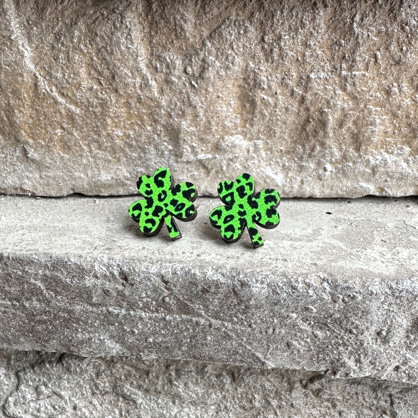 Green Leopard Shamrock Earrings | St. Patrick’s Day Earrings