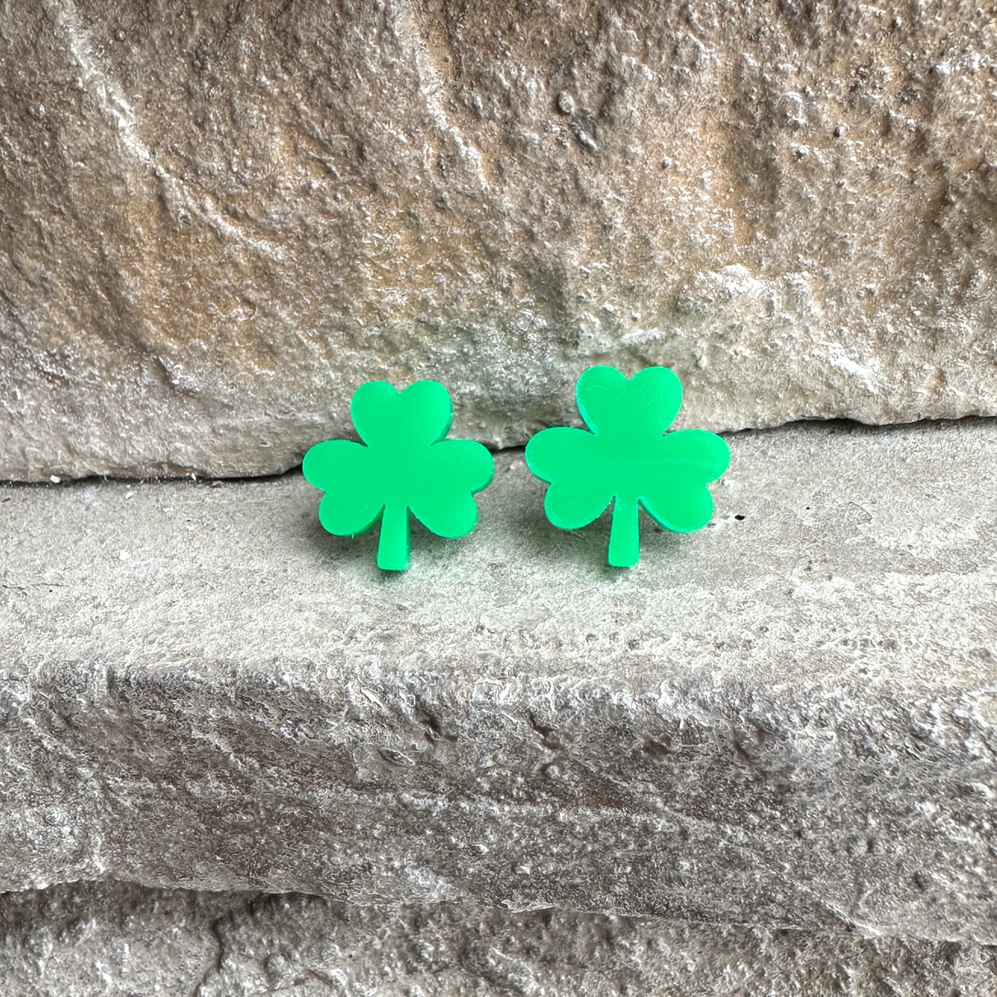 Green Acrylic Shamrock Earrings | St. Patrick's Day Earrings
