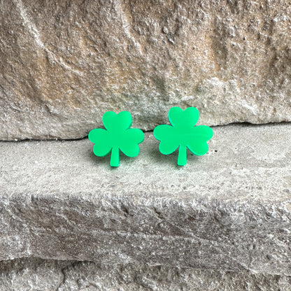 Green Acrylic Shamrock Earrings | St. Patrick's Day Earrings