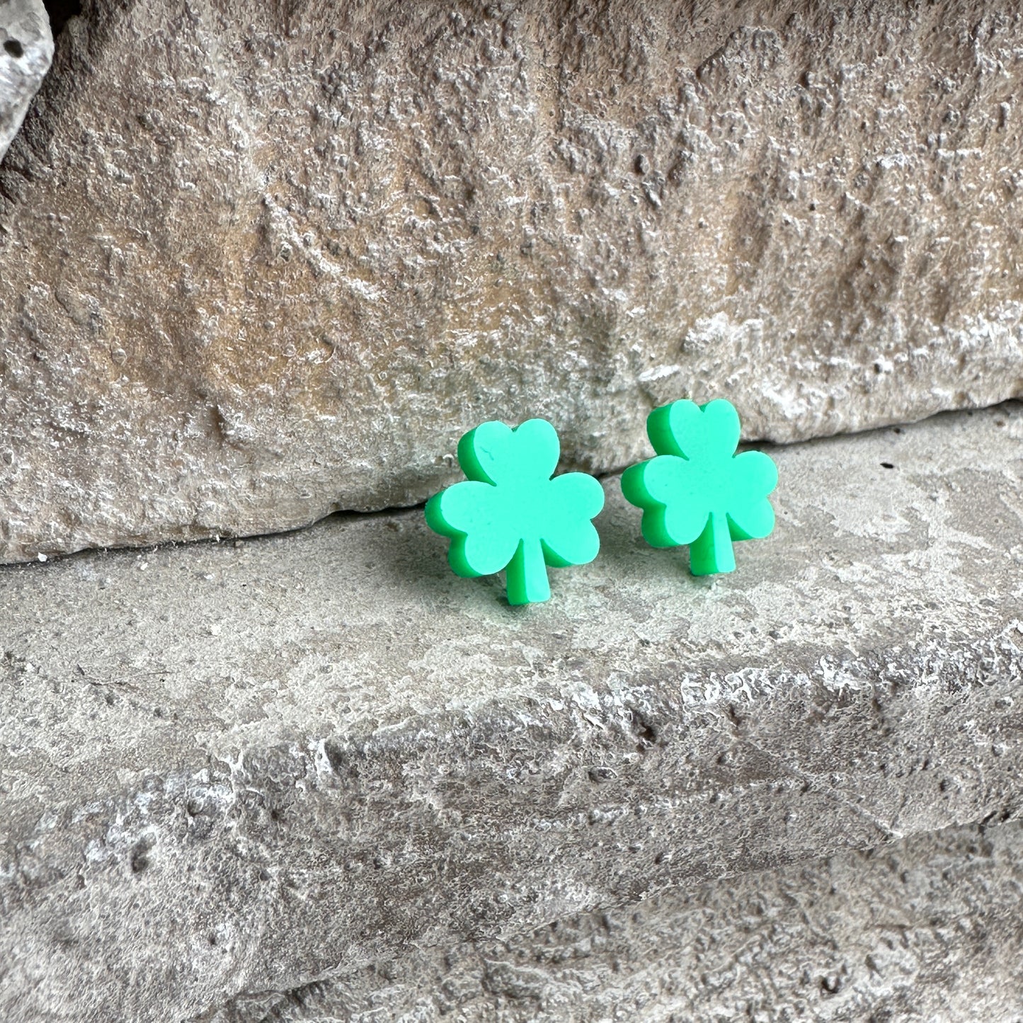 Green Acrylic Shamrock Earrings | St. Patrick's Day Earrings