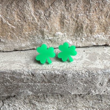 Green Acrylic Shamrock Earrings | St. Patrick's Day Earrings
