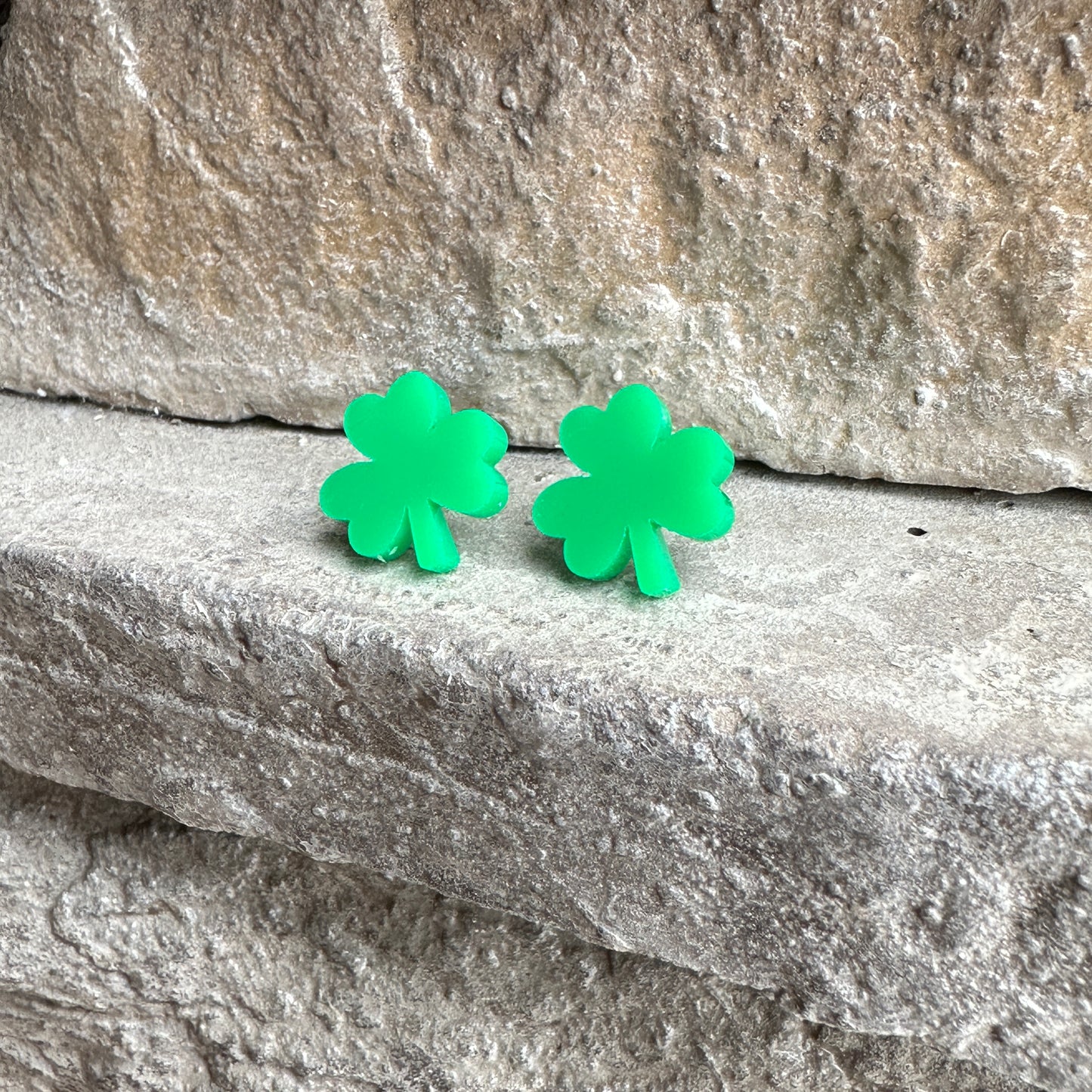 Green Acrylic Shamrock Earrings | St. Patrick's Day Earrings