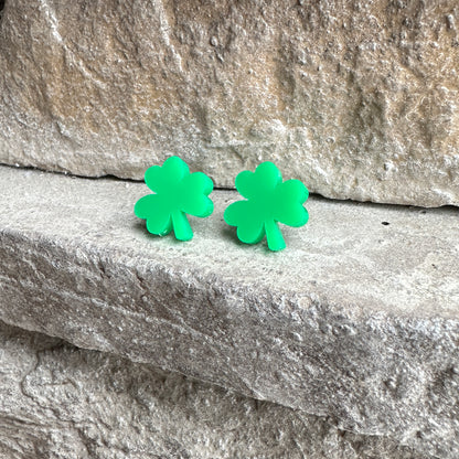Green Acrylic Shamrock Earrings | St. Patrick's Day Earrings