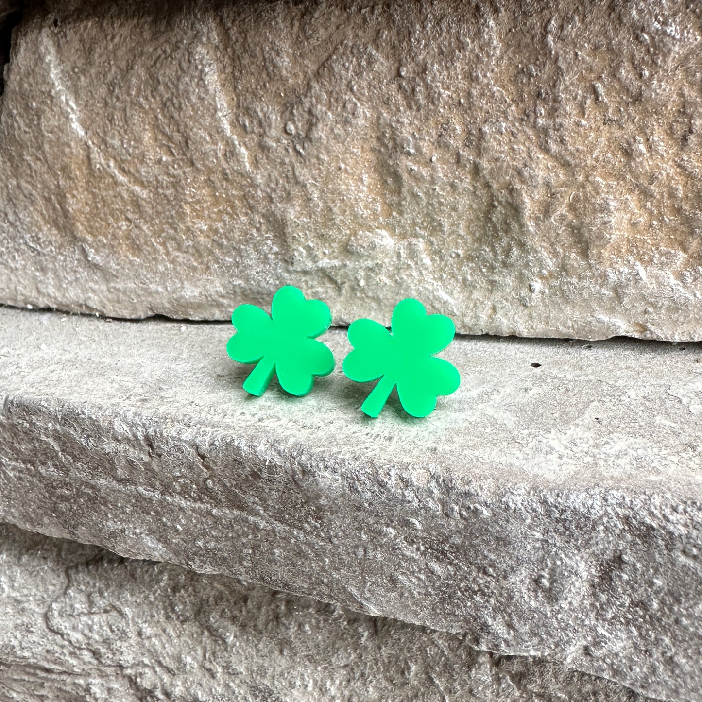 Green Acrylic Shamrock Earrings | St. Patrick's Day Earrings