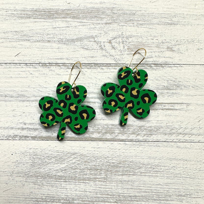 Leopard Shamrock Dangle | St. Patrick’s Day Earrings