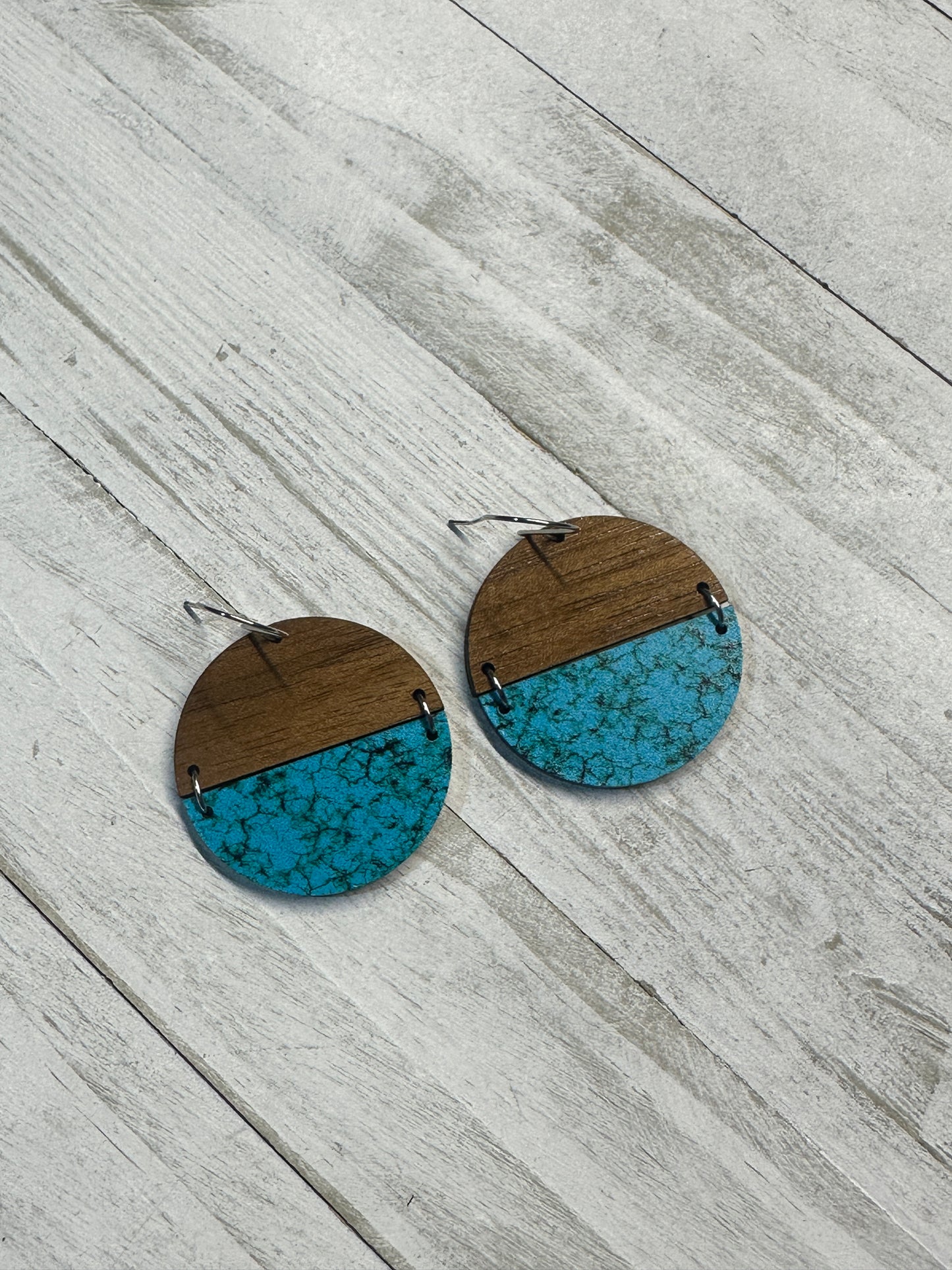 Turquoise & Walnut Wood Dangle | Western Earrings