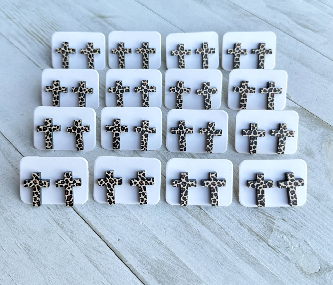 Leopard Cross Acrylic Earrings