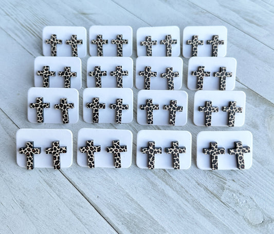 Leopard Cross Acrylic Earrings
