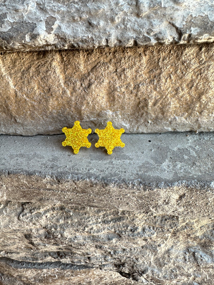 Sheriff Star Acrylic Stud | Western Earrings