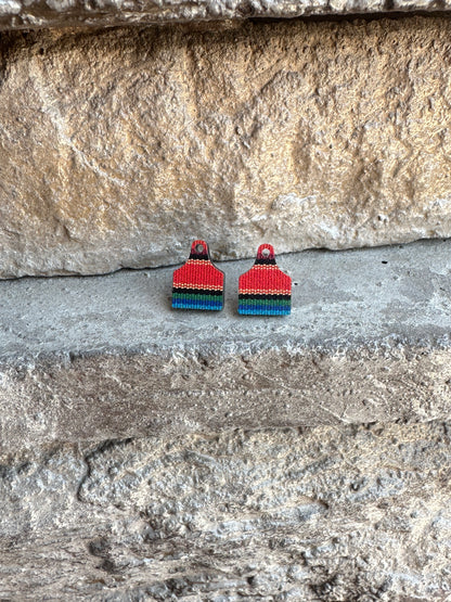Serape Cow Tag Acrylic Stud | Western Earrings