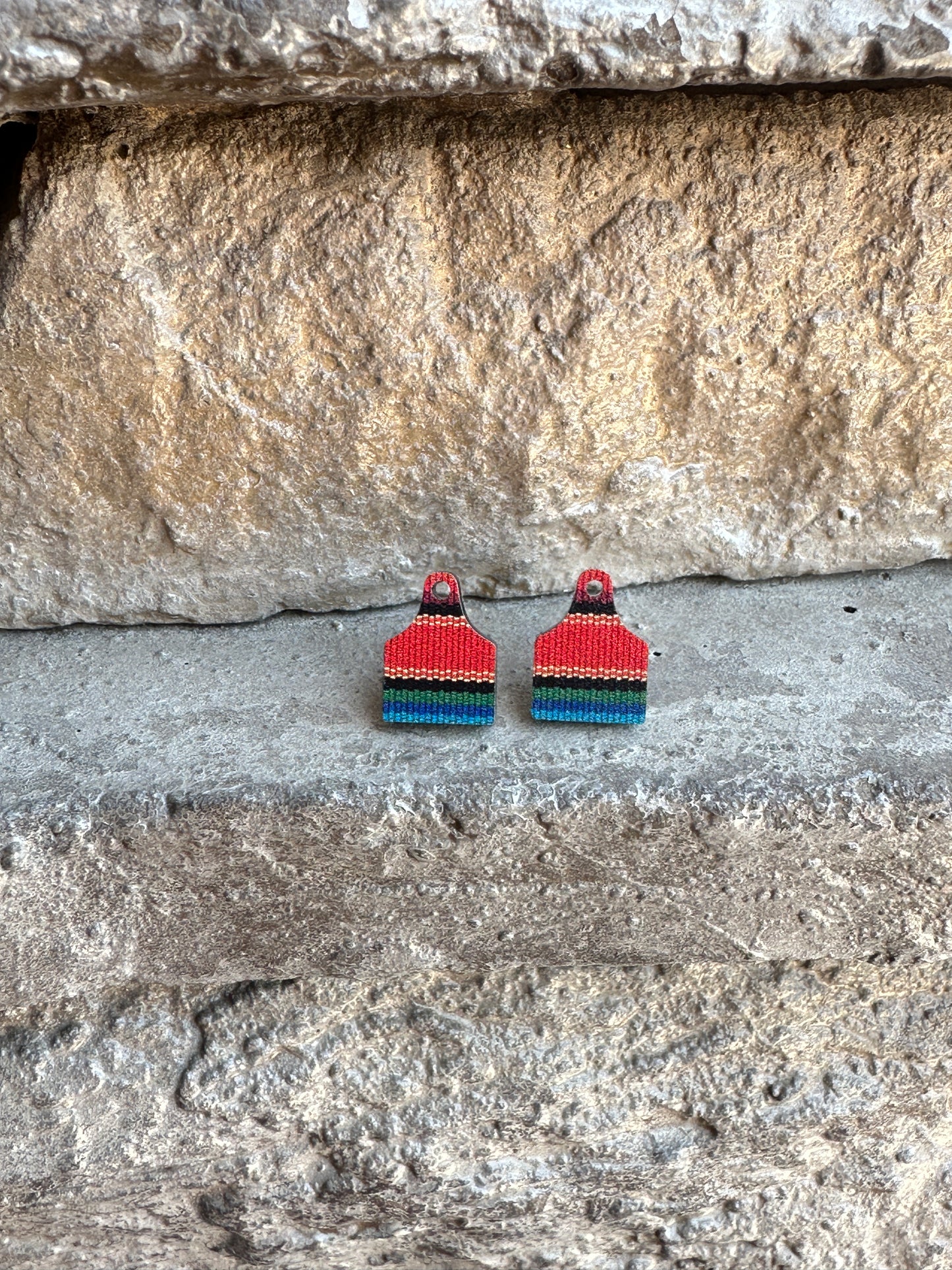 Serape Cow Tag Acrylic Stud | Western Earrings