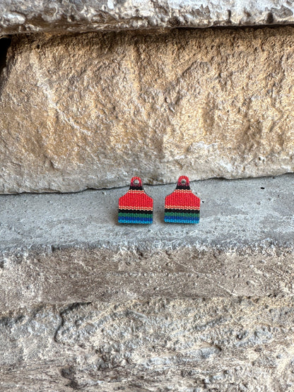 Serape Cow Tag Acrylic Stud | Western Earrings