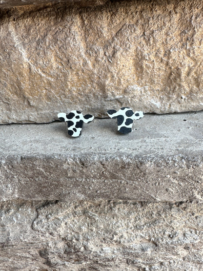Black Cow Print Head Stud | Western Earrings