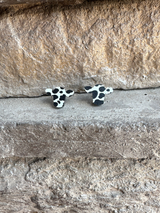 Black Cow Print Head Stud | Western Earrings